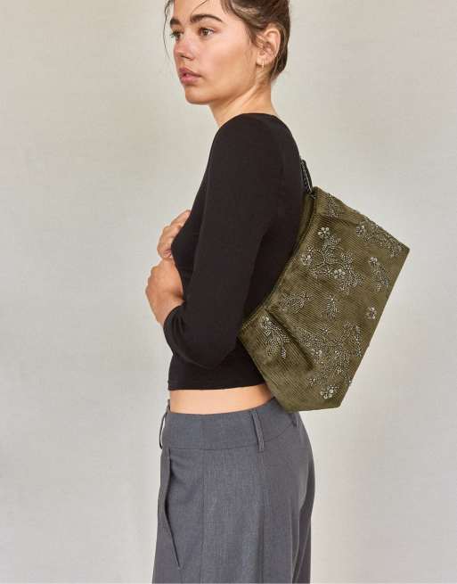 Stradivarius pochette brodée kaki, 2 de 4