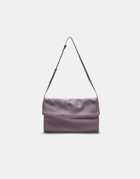 Stradivarius - Pochette grande in camoscio sintetico color malva - view 1