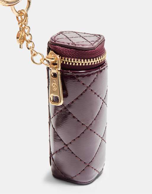 Stradivarius pochette trapuntata con charm bordeaux, 4 di 4