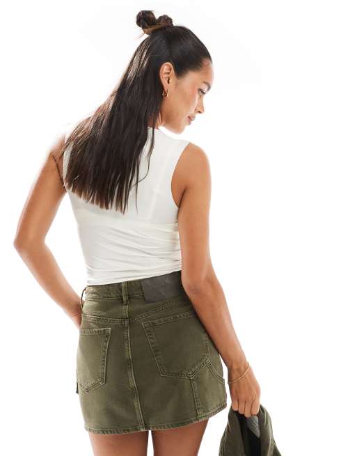 Stradivarius pocket detail mini skirt in khaki (part of a set), 5 of 5