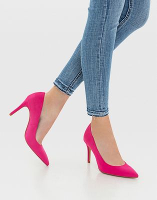 Stradivarius pointed court heeled shoes in pink