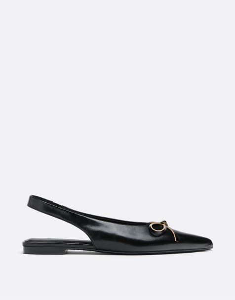 Stradivarius Pointed slingback ballet flats in black - view 1