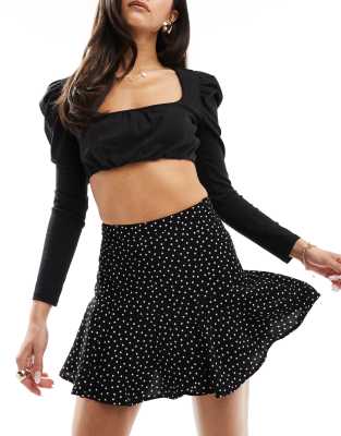 polka dot skort in black