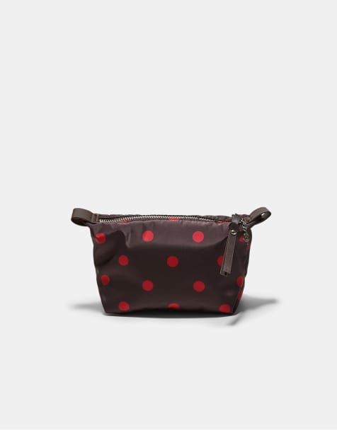 Stradivarius Polka dot toiletry bag in brown - view 1