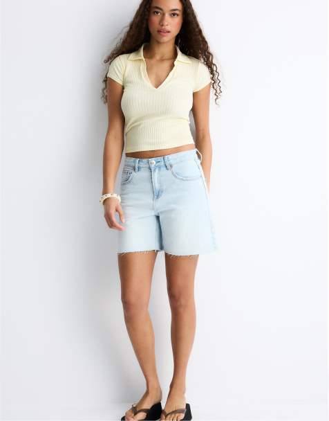 Stradivarius - Polo basique sans coutures - Jaune pastel - view 1
