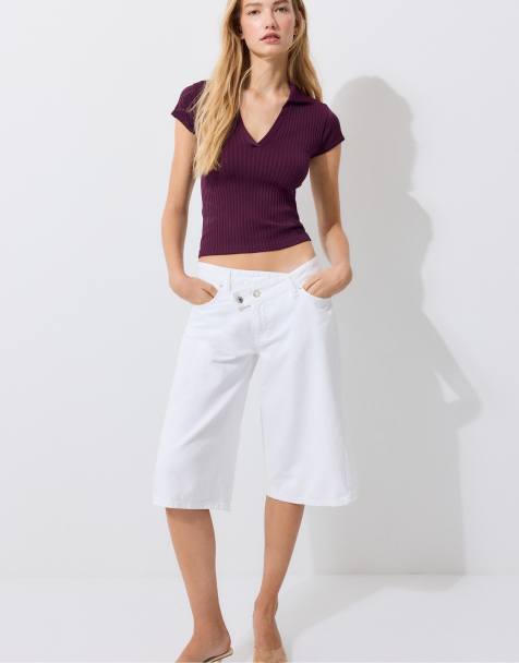 Stradivarius - Polo basique sans coutures - Violet foncé - view 1