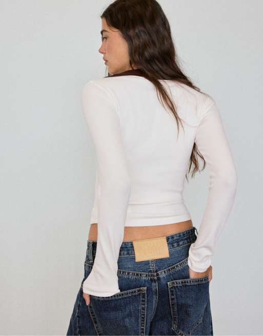 Stradivarius polo stretch en écru, 3 de 7