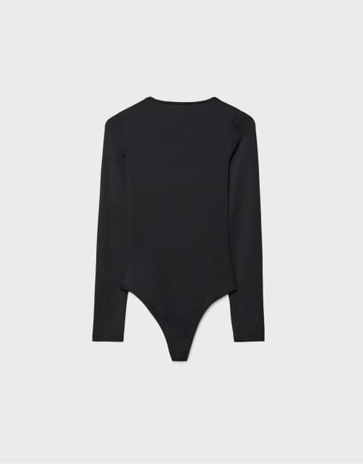 Stradivarius - Polyamide body met vierkante halslijn in zwart, 7 van 7