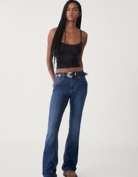 Stradivarius - Polyamide top met bandjes in zwart - view 1