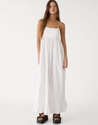 Stradivarius poplin maxi dress in white - view 1