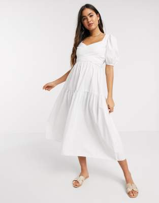 stradivarius button front midi dress