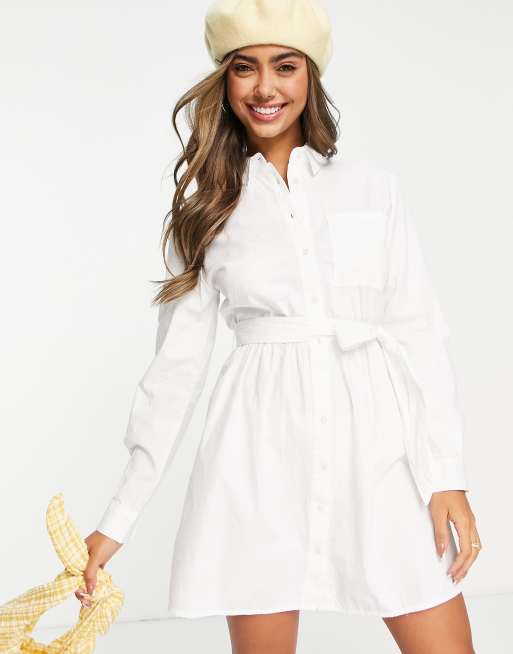 Stradivarius white store shirt dress