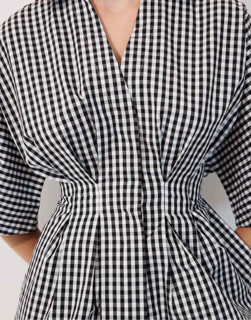Stradivarius Poplin shirt with kimono sleeves and pleats in ecru, 4 of 4