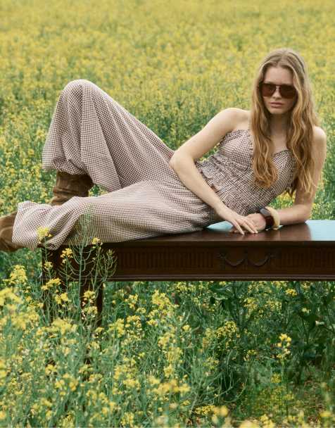 Stradivarius Poplin volume trousers in terracotta - view 1