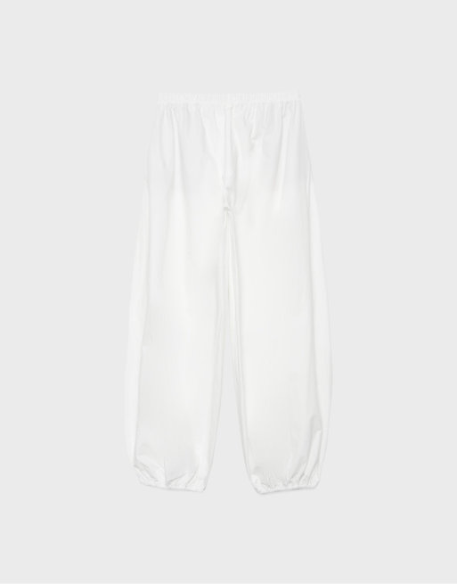 Stradivarius Poplin volume trousers in white, 7 of 7