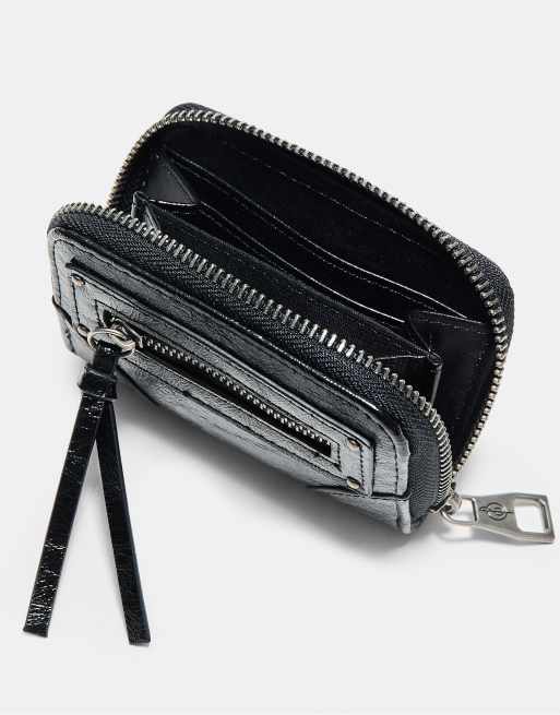 Stradivarius portacarte con tasca con zip nero, 2 di 4