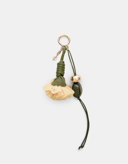 Stradivarius - Portachiavi con charm a forma di fiore color oro