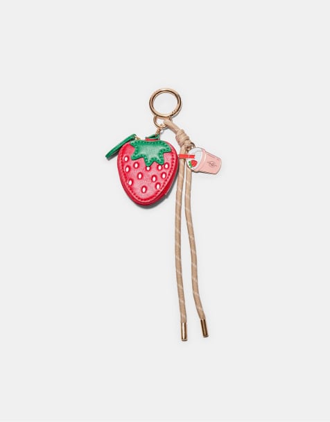 Stradivarius - Portachiavi con charm a forma di fragola rosso - view 1