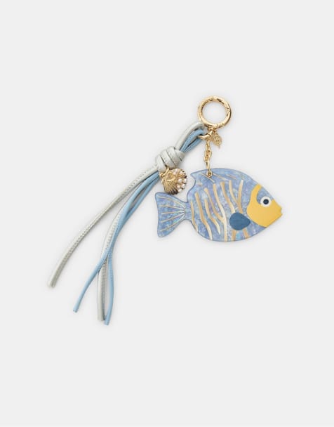 Stradivarius - Portachiavi con ciondolo a forma di pesce blu reale con perline - view 1
