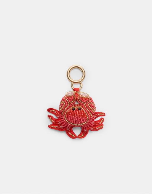 Stradivarius - Portachiavi rosso con charm con granchio