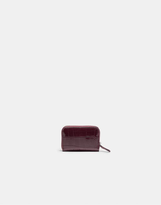Stradivarius portafoglio con zip bordeaux, 3 di 4