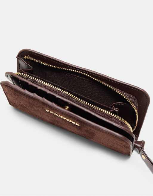 Stradivarius portafoglio lungo con tiralampo in rilievo marrone, 2 di 4