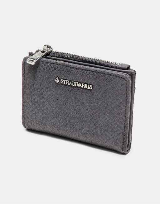 Stradivarius porte-cartes à imprimé serpent gris foncé, 4 de 4