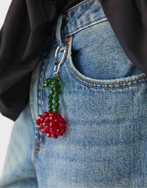Stradivarius - Porte-clés à breloque cerises - Rouge - view 1