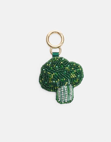 Stradivarius - Porte-clés avec breloque brocoli en perles - Vert - view 1