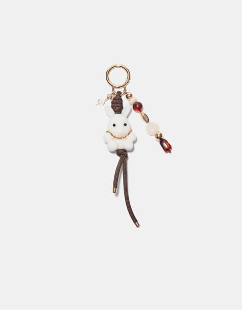 Stradivarius - Porte-clés avec breloques perles et lapin - Blanc - view 1