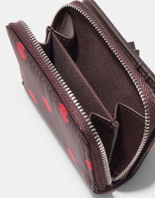 Stradivarius - Porte-monnaie à pois avec fentes pour cartes - Marron, 2 de 4