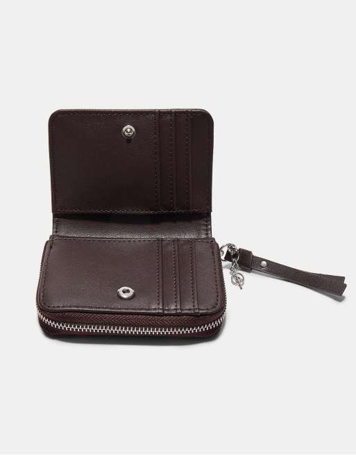 Stradivarius - Porte-monnaie à pois avec fentes pour cartes - Marron, 3 de 4