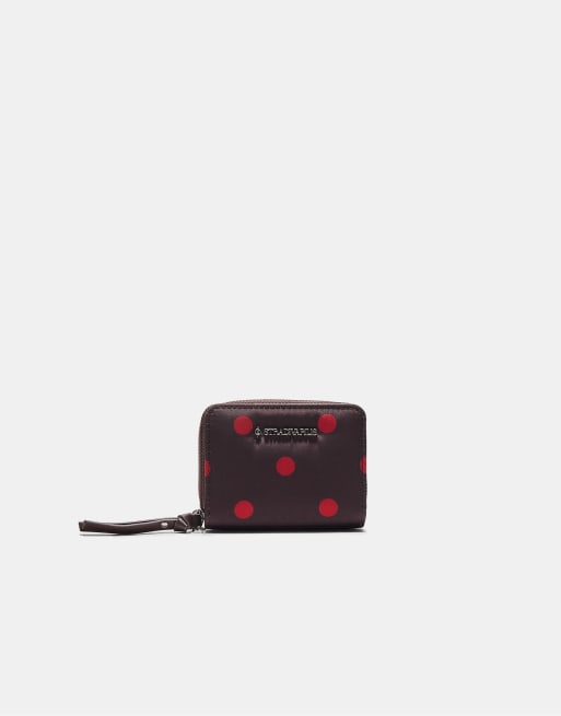 Stradivarius - Porte-monnaie à pois avec fentes pour cartes - Marron, 4 de 4