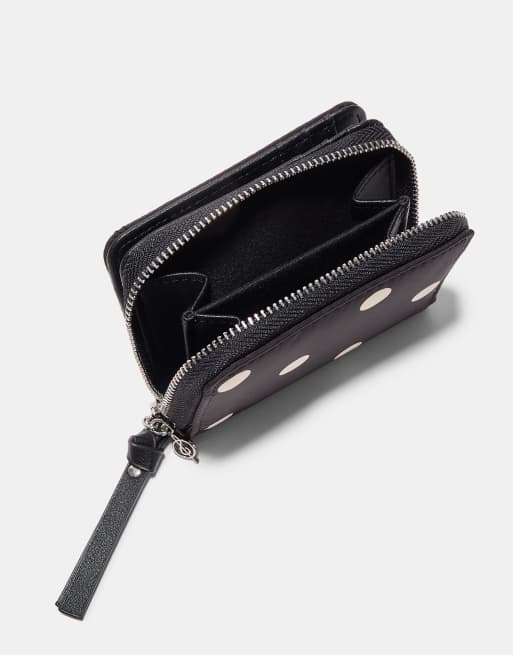 Stradivarius - Porte-monnaie à pois avec fentes pour cartes - Noir, 3 de 3