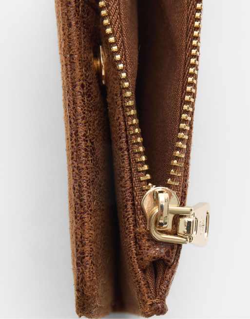 Stradivarius - Porte-monnaie avec porte-cartes imitation daim - Marron, 2 de 3
