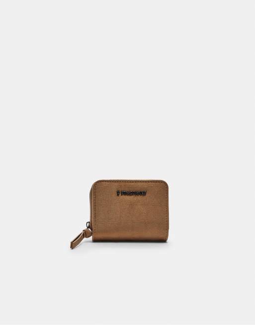 Stradivarius - Porte-monnaie et porte-cartes à fermeture éclair - Caramel