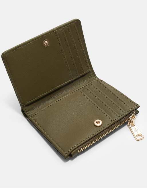 Stradivarius - Porte-monnaie et porte-cartes à fermeture éclair - Kaki