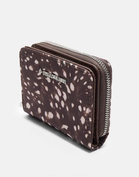 Stradivarius - Porte-monnaie imprimé à fermeture éclair - Marron - view 1