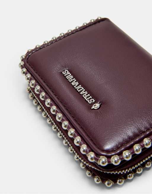 Stradivarius porte-monnaie perlé avec fermeture éclair bordeaux, 2 de 4