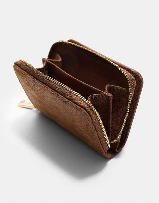 Stradivarius - Porte-monnaie zippé avec porte-cartes imitation daim - Marron, 3 de 3