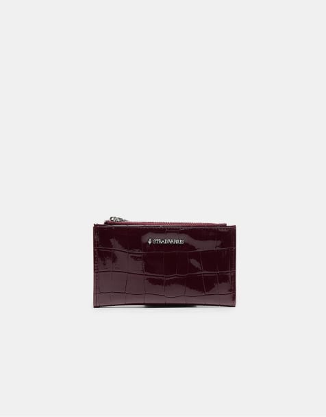 Stradivarius porte-monnaie zippé basique bordeaux - view 1