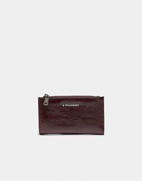 Stradivarius porte-monnaie zippé basique bordeaux - view 1