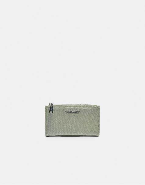 Stradivarius porte-monnaie zippé basique scintillant kaki - view 1