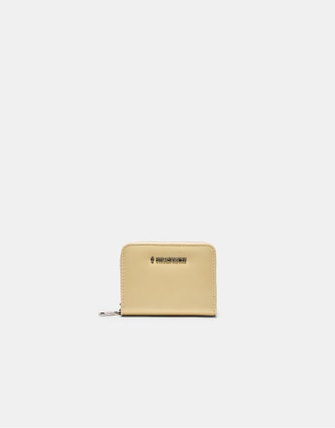 Stradivarius - Porte-monnaie zippé en similicuir - Doré - view 1