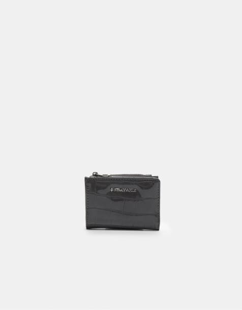 Stradivarius - Portefeuille avec compartiment pour la monnaie effet croco - Gris foncé - view 1
