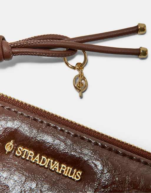 Stradivarius portefeuille long avec détail à tirer marron, 2 de 4