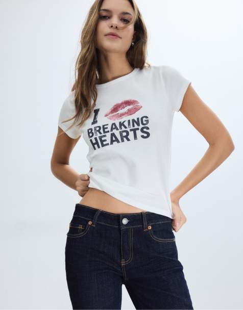 Stradivarius - Positional - T-shirt met korte mouwen in wit - view 1