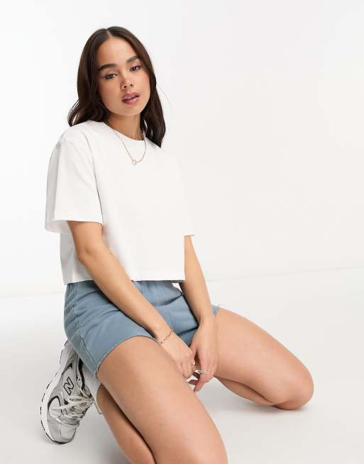 Stradivarius premium oversized tee in white 