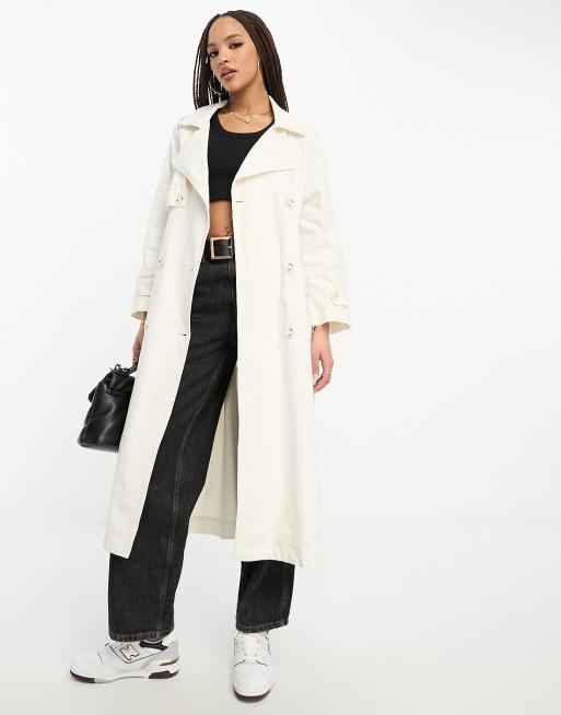 Stradivarius premium oversized trench coat in ecru