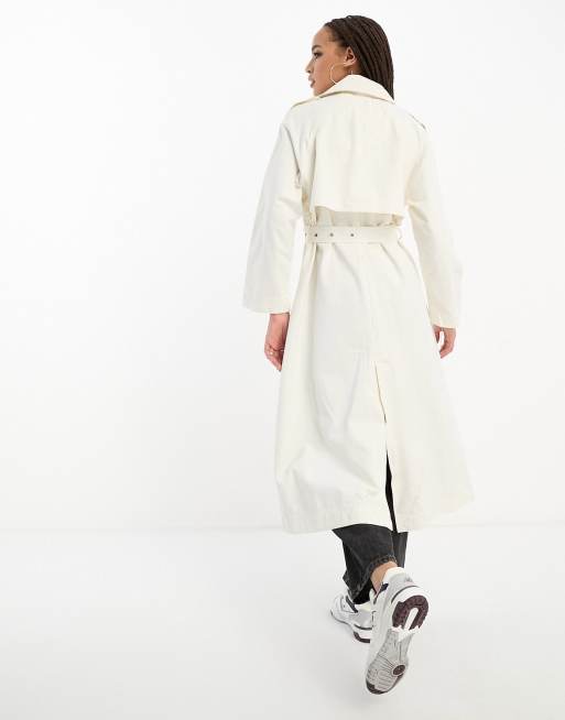 Stradivarius premium oversized trench coat in ecru